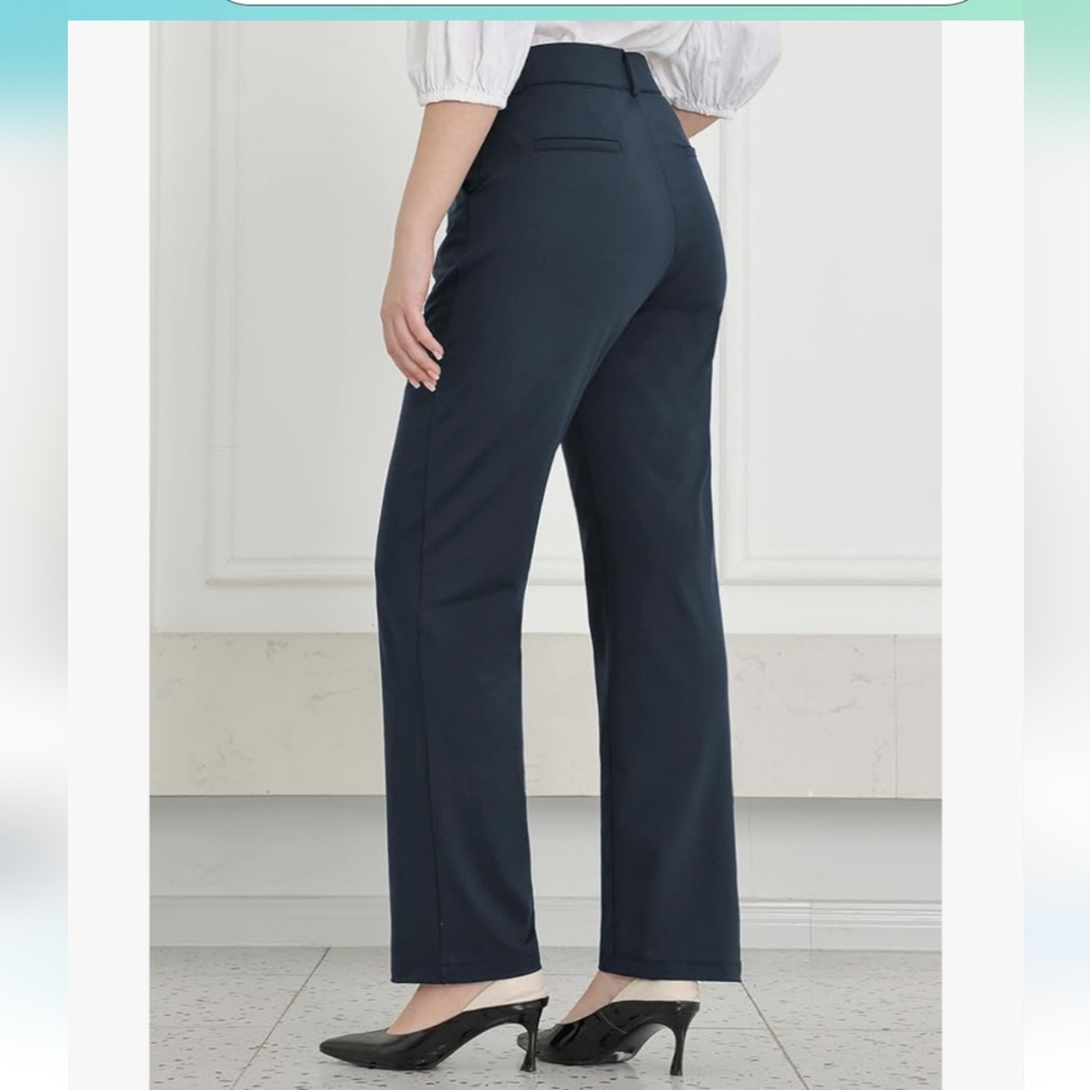 High Waist Straight Leg Slacks W/ Tummy Control Pants Women Size 4 Petite